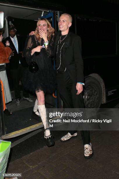 Wolf Alice’s Ellie Rowsell and Theo Ellis seen at BRIT Awards 2022 Sam Fender's After Party at Four Quarters in Peckham on February 08, 2022 in...