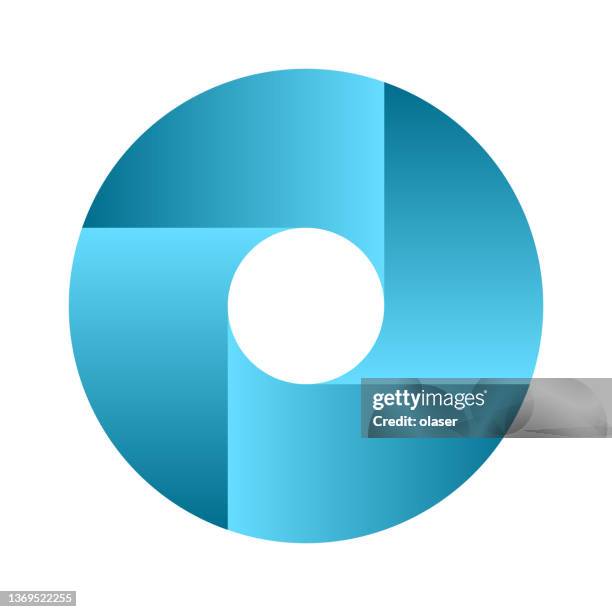 zyklus von vier gradientensegmenten - vier gegenstände stock-grafiken, -clipart, -cartoons und -symbole