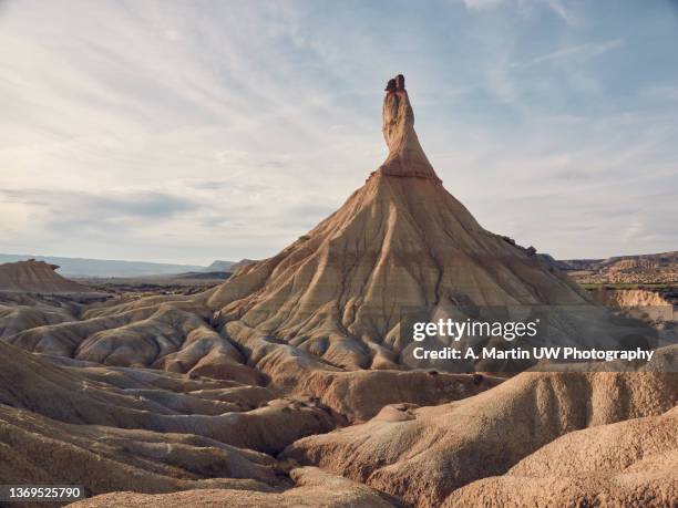 stock photo of castil de tierra from bardenas reales, navarra, spain. - navarra - fotografias e filmes do acervo