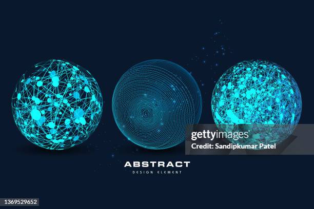 3d sphere. global digital connections. technology concept. - glass molecule blue science background stock illustrations