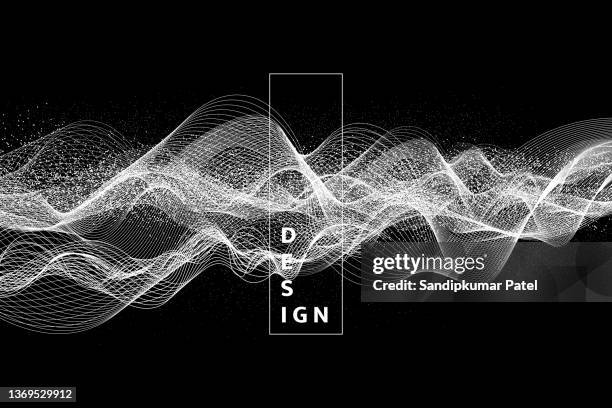 abstract particle technology background - black and white wave stock illustrations