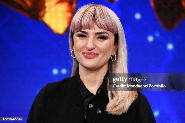 Italian singer Arisa during the photocall of the third edition of the tv broadcast Il Cantante Mascherato at Rai Auditorium of the Foro Italico. Rome...