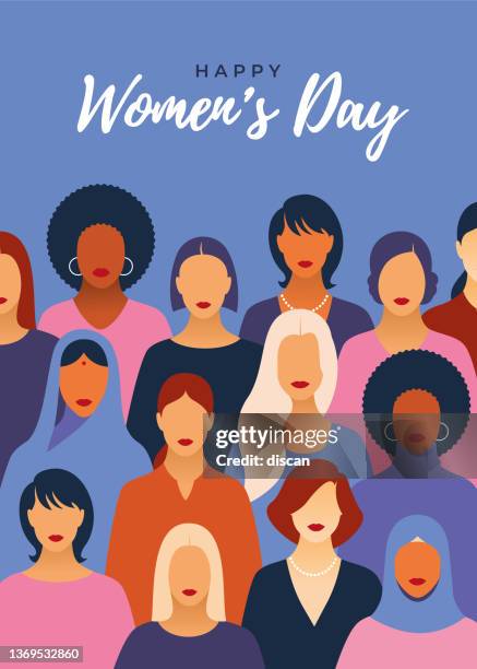 stockillustraties, clipart, cartoons en iconen met women empowerment movement pattern. international women’s day graphic in vector. - vrouwelijkheid