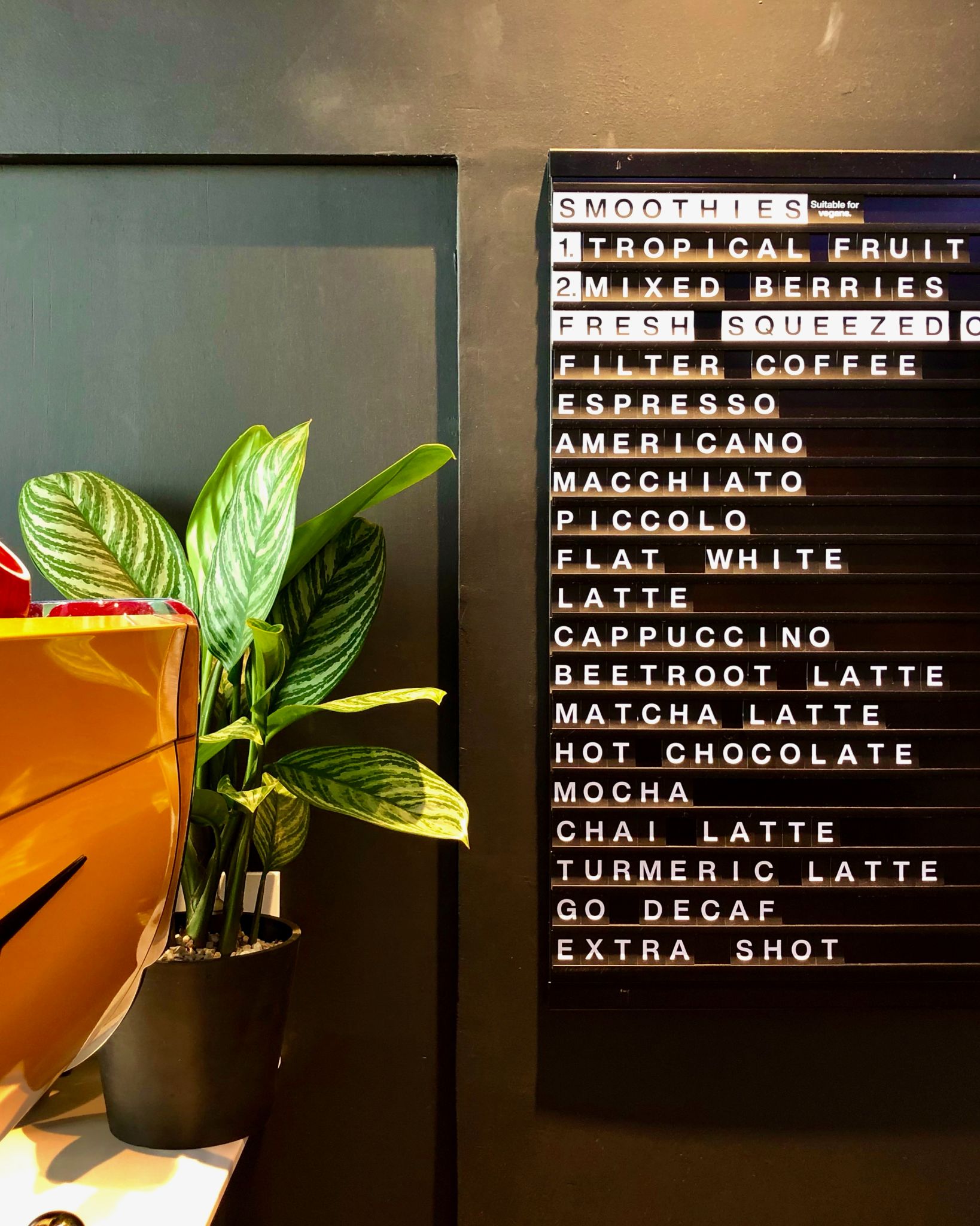coffee shop menu