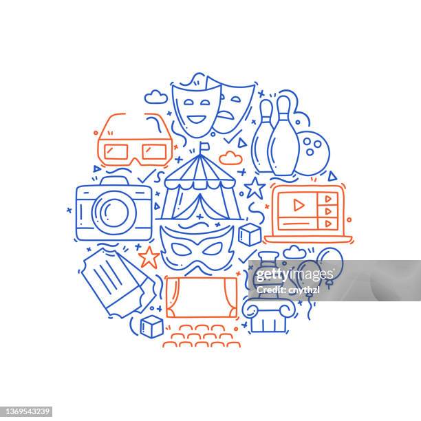 entertainment and hobbies related objects and elements. hand drawn vector doodle illustration collection. hand drawn pattern design - work gamification stock illustrations