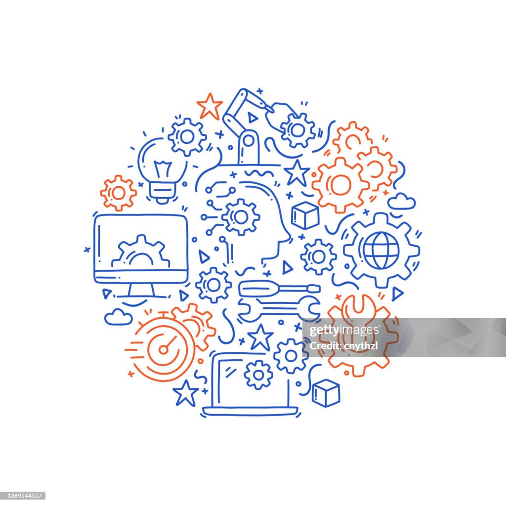 Engineering Related Objects And Elements Hand Drawn Vector Doodle ...