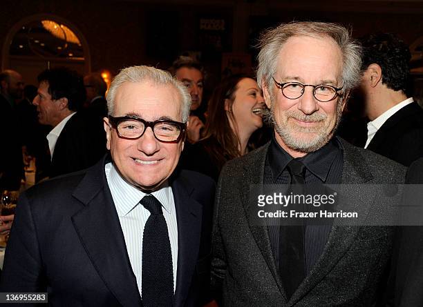 Directors Martin Scorsese and Steven Spielberg attend the 12th Annual AFI Awards held at the Four Seasons Hotel Los Angeles at Beverly Hills on...