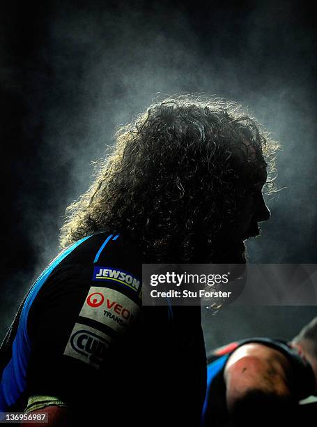 Ospreys prop Adam Jones prepares to scrum down during the Heineken Cup pool five match between Ospreys and Benetton Treviso at Liberty Stadium on...