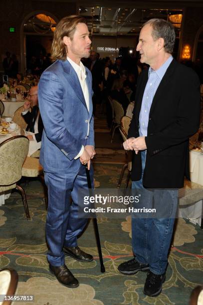 Actor Brad Pitt and AFI Board of Trustees member Marshall Herskovitz attend the 12th Annual AFI Awards held at the Four Seasons Hotel Los Angeles at...