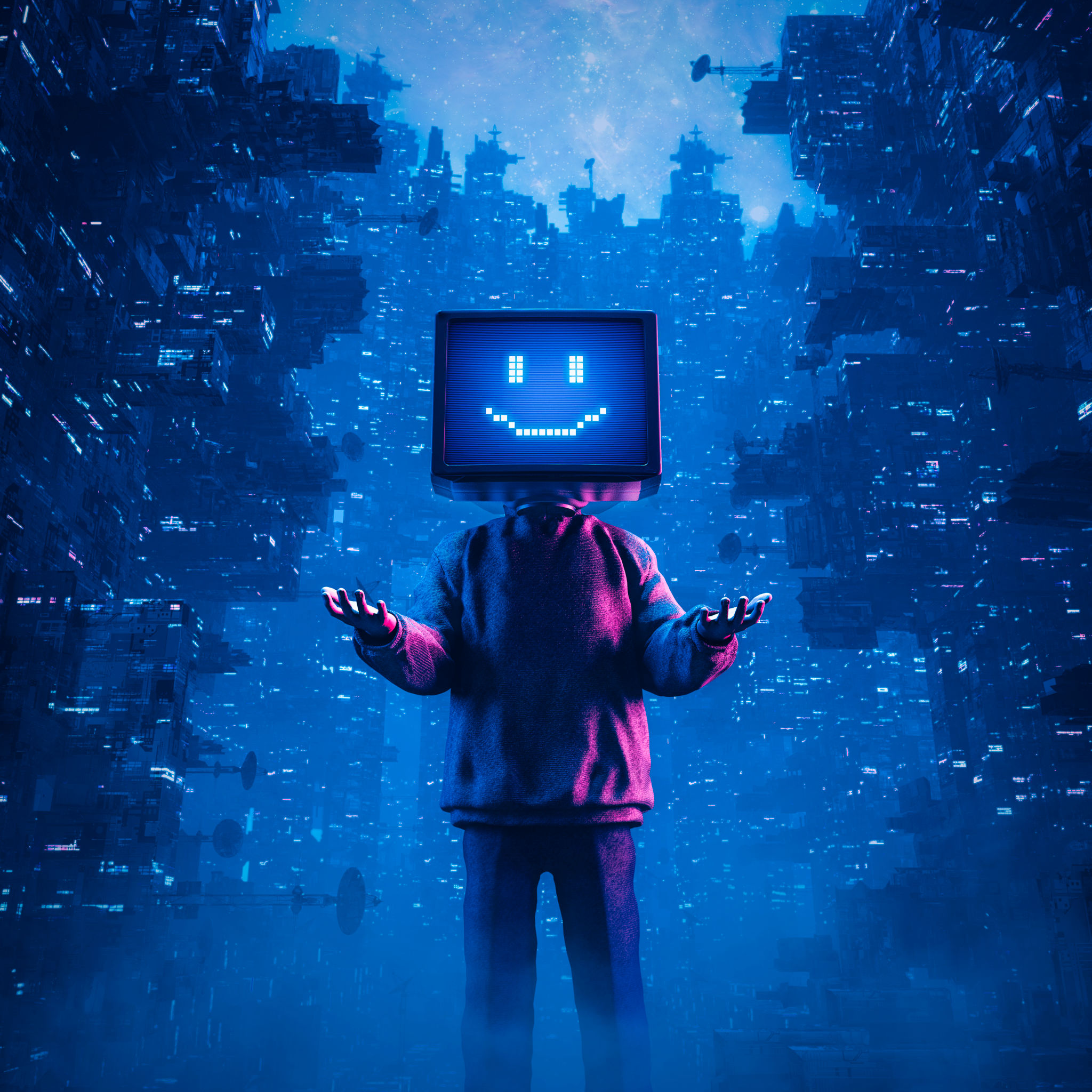 Gamer monitor head smiley media concept Gamer monitor head smiley media concept