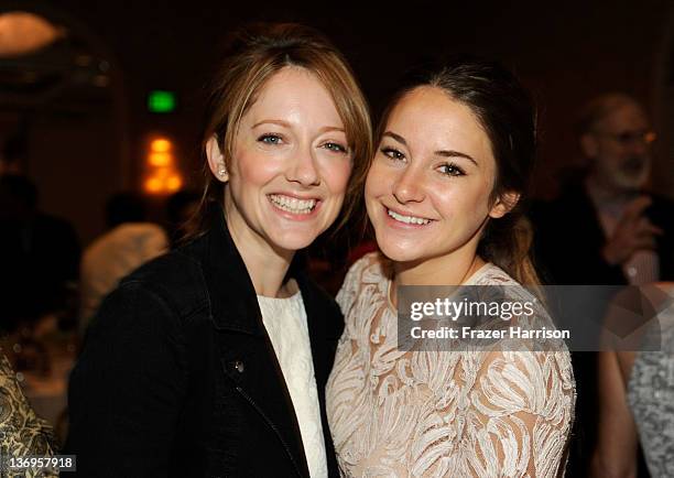 Actors Judy Greer and Shailene Woodley attend the 12th Annual AFI Awards held at the Four Seasons Hotel Los Angeles at Beverly Hills on January 13,...