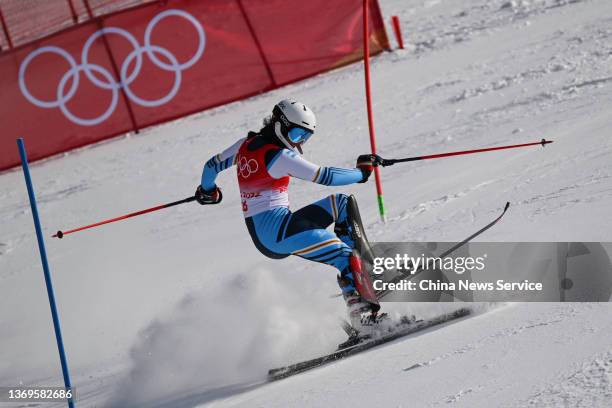 Francesca Baruzzi Farriol of Team Argentina competes during the Women's Alpine Skiing Slalom on Day five of the Beijing 2022 Winter Olympic Games at...