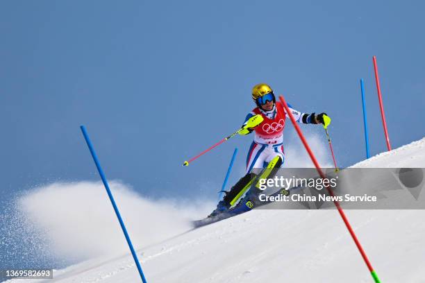 Nastasia Noens of Team France competes during the Women's Alpine Skiing Slalom on Day five of the Beijing 2022 Winter Olympic Games at Yanqing...