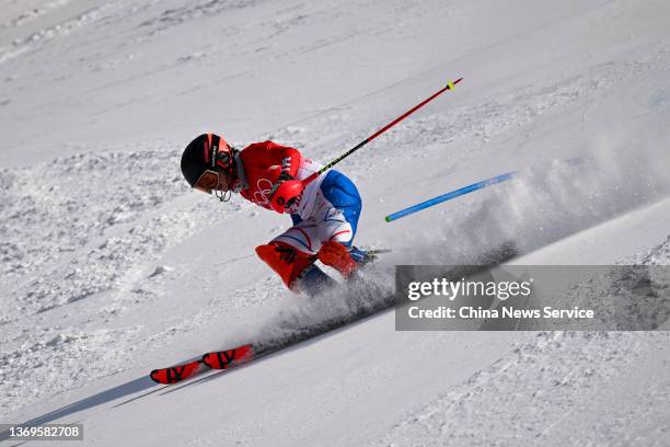 Lee Wenyi of Team Chinese Taipei competes during the Women's Alpine Skiing Slalom on Day five of the Beijing 2022 Winter Olympic Games at Yanqing...