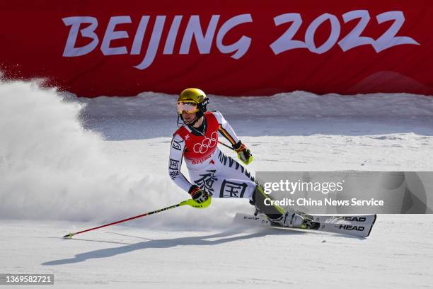 Lena Duerr of Team Germany competes during the Women's Alpine Skiing Slalom on Day five of the Beijing 2022 Winter Olympic Games at Yanqing National...