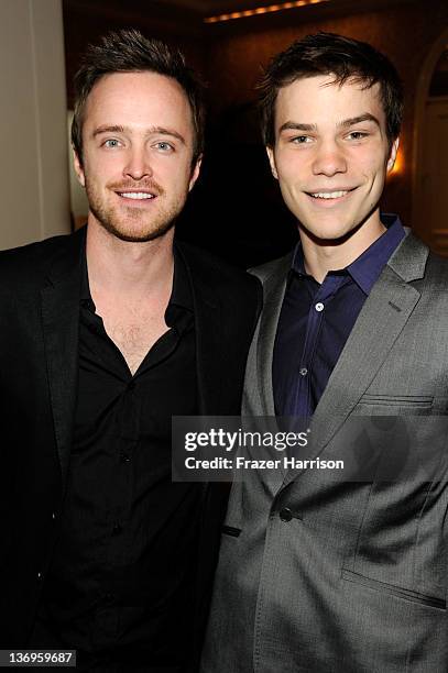 Actors Aaron Paul and Nick Krause attend at the 12th Annual AFI Awards held at the Four Seasons Hotel Los Angeles at Beverly Hills on January 13,...