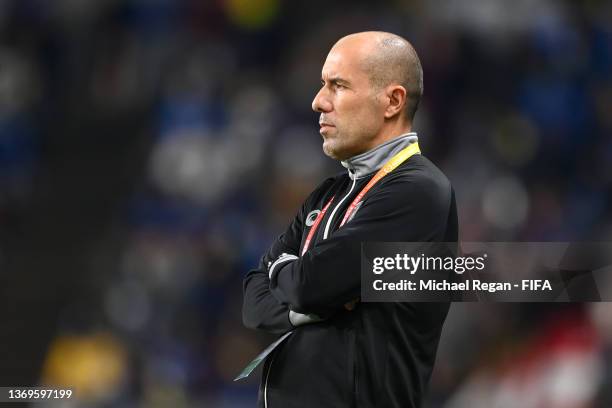 Leonardo Jardim, Manager of Al Hilal looks on during the FIFA Club World Cup UAE 2021 Semi Final match between Al Hilal and Chelsea FC at Mohammed...