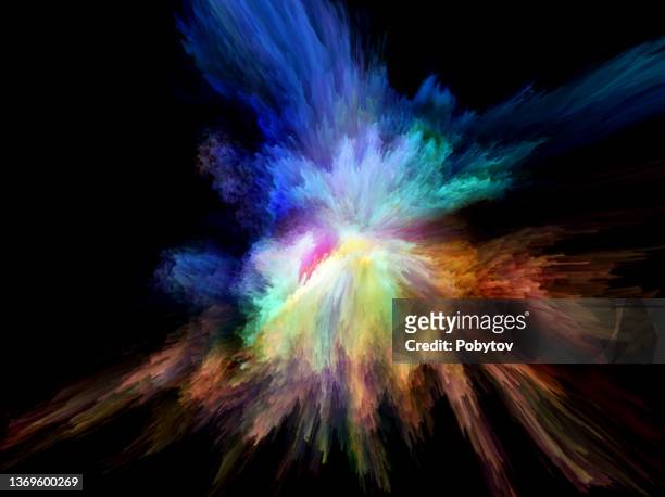 colorful rainbow holi paint color powder explosion isolated black background - powder burst stock illustrations