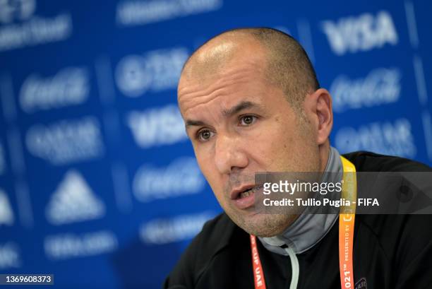 Leonardo Jardim, Manager of Al Hilal speaks to the press after their sides defeat during the FIFA Club World Cup UAE 2021 Semi Final match between Al...