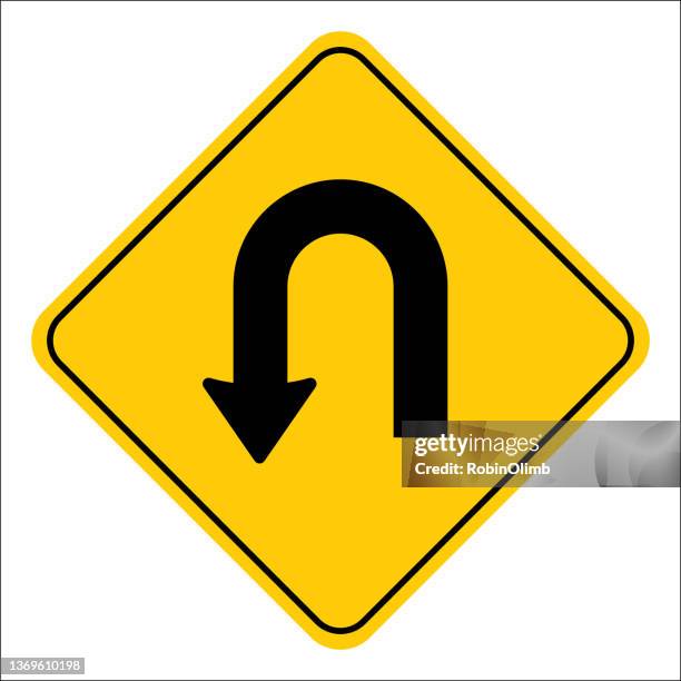 kehrtwende road sign - umdrehen stock-grafiken, -clipart, -cartoons und -symbole