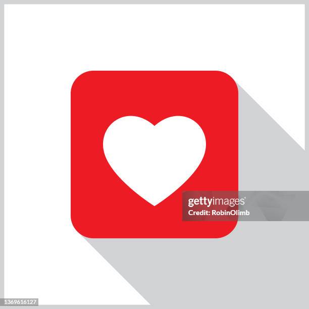red play button heart shadow icon - white play button stock illustrations