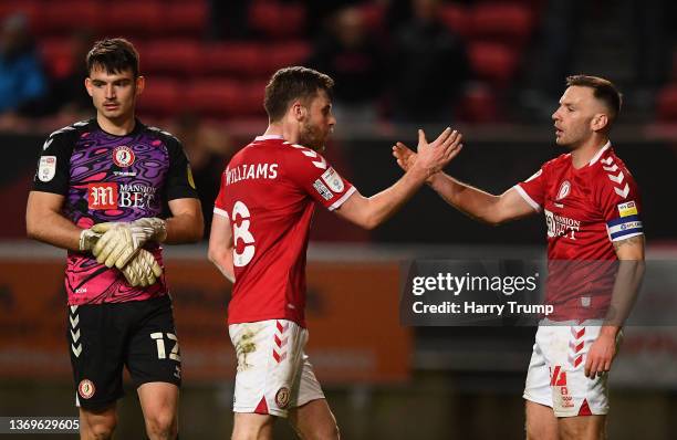 Joe Williams and Andreas Weimann of Bristol City celebrate following the Sky Bet Championship match between Bristol City and Reading at Ashton Gate...