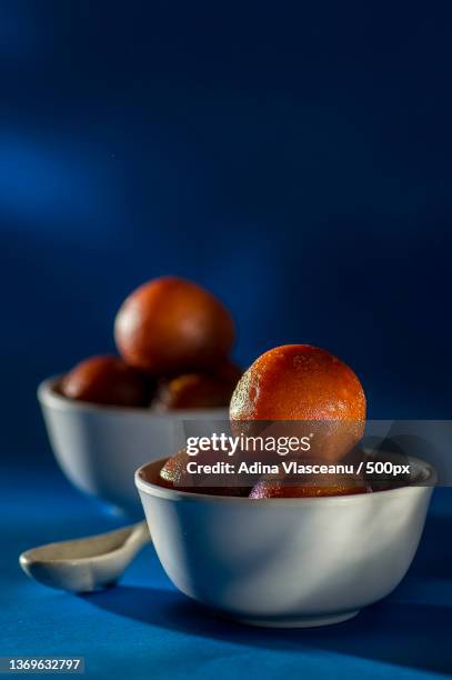 indian dessert gulab jamun in bowl - gulab jamun stock pictures, royalty-free photos & images