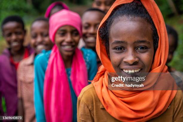 group of happy african children, east africa - ethiopia child stock pictures, royalty-free photos & images