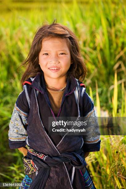 vietnamese minority people - girl from black hmong hill tribe - miao minority stock pictures, royalty-free photos & images