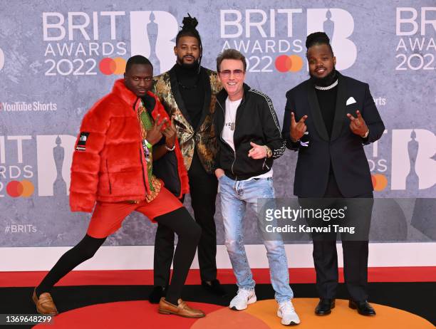 John Reid, aka Nightcrawlers with Mufasa, The Hypeman and Jerome Stewart attend The BRIT Awards 2022 at The O2 Arena on February 08, 2022 in London,...