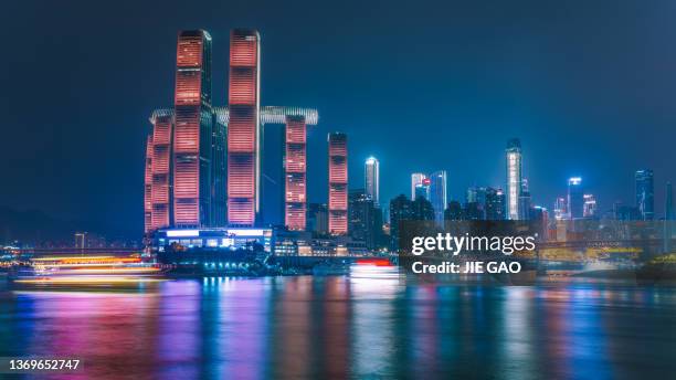 夜の重慶川の夜景 - chongqing ストックフォトと画像