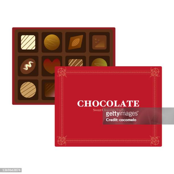illustrazioni stock, clip art, cartoni animati e icone di tendenza di scatola rossa con cioccolatini. - box of chocolate