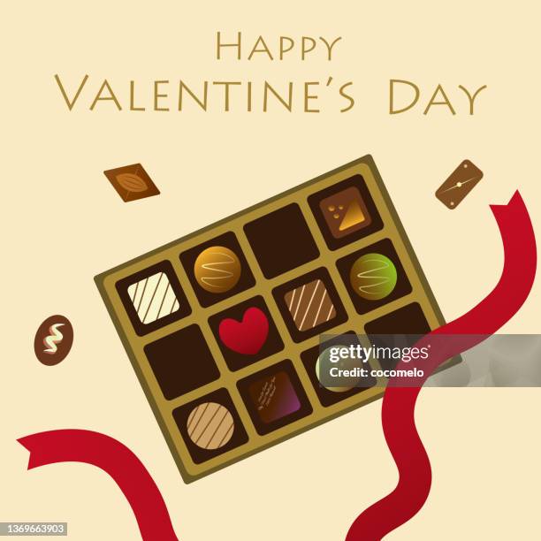 valentine's day, box with chocolates. - cocoa powder stock illustrations