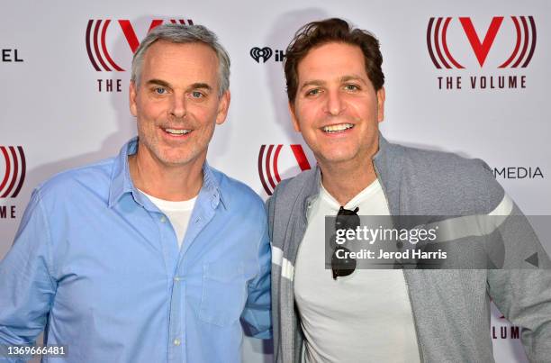 Colin Cowherd and Peter Schrager attend the The Volume Anniversary Party on February 09, 2022 in Los Angeles, California.