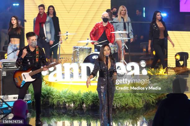 Playa Limbo rehearses prior the presentation of the Spring 2022 collection by 'Andrea' at TV Azteca Estudios on February 9, 2022 in Mexico City,...