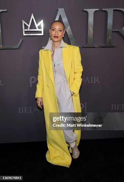 Jada Pinkett Smith attends Peacock's new series "BEL-AIR" premiere party and drive-thru screening experience at Barker Hangar on February 09, 2022 in...