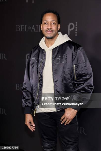 Jaleel White attends Peacock's new series "BEL-AIR" premiere party and drive-thru screening experience at Barker Hangar on February 09, 2022 in Santa...