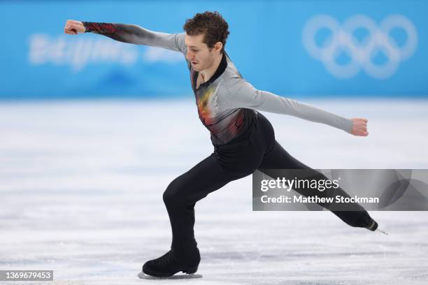 Jason Brown of Team United States skates during the Men Single Skating Free Skating on day six of the Beijing 2022 Winter Olympic Games at Capital...