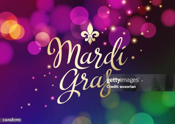mardi gras lights background - fleur de lys stock illustrations