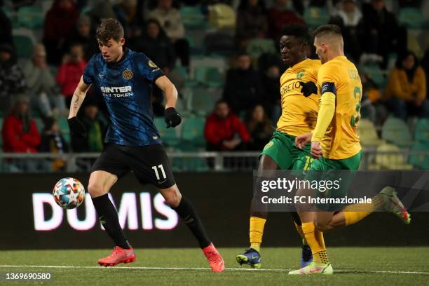 Fabio Abiuso of FC Internazionale U19 in action during the UEFA Youth League Play-Offs match between MSK Zilina and FC Internazionale on February 08,...