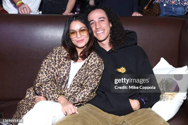 Vanessa Hudgens and Cole Tucker attend as John Mayer performs live at The Hollywood Palladium for SiriusXM and Pandora's Small Stage Series in Los...