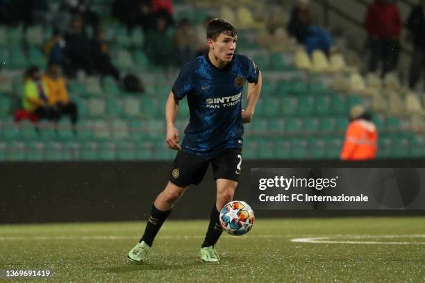 Mattia Zanotti of FC Internazionale U19 in action during the UEFA Youth League Play-Offs match between MSK Zilina and FC Internazionale on February...