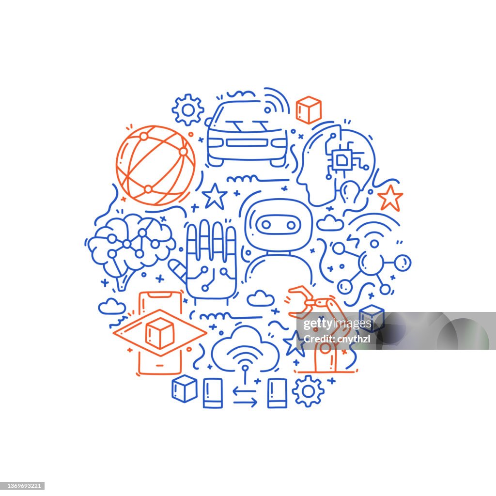 Future Of Technology Related Objects And Elements Hand Drawn Vector ...