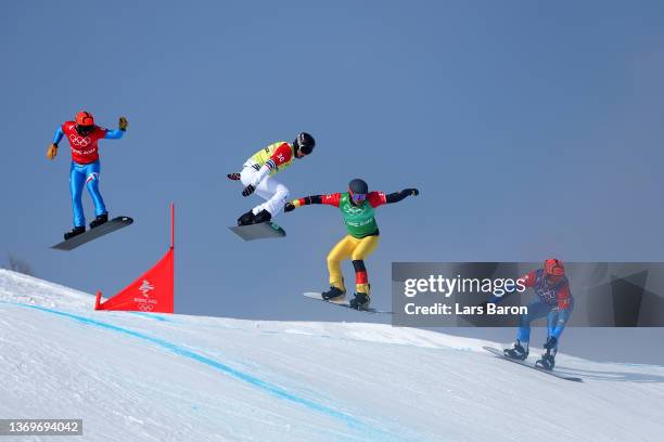 Omar Visintin of Team Italy, Leo le Ble Jaques of Team France, Umito Kirchwehm of Team Germany and Tommaso Leoni of Team Italy compete during the...