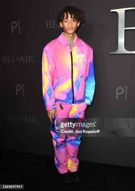 Jaden Smith attends Peacock's New Series "BEL-AIR" Premiere Party And Drive-Thru Screening Experience at Barker Hangar on February 09, 2022 in Santa...