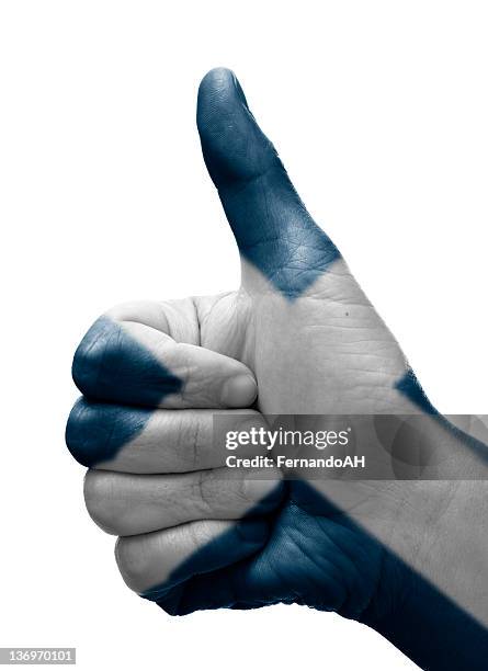 thumbs up scotland - scottish flag stock pictures, royalty-free photos & images