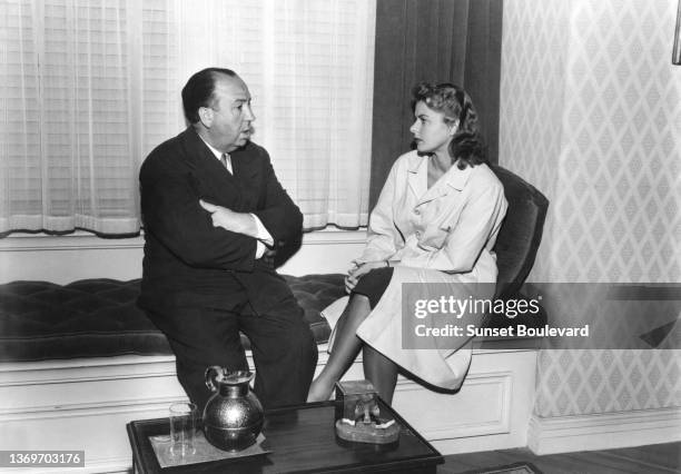 Alfred Hitchcock and Ingrid Bergman on the set of Spellbound.