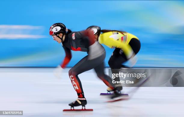 Courtney Sarault of Team Canada competes during the Women's 1000m Heats on day five of the Beijing 2022 Winter Olympic Games at Capital Indoor...