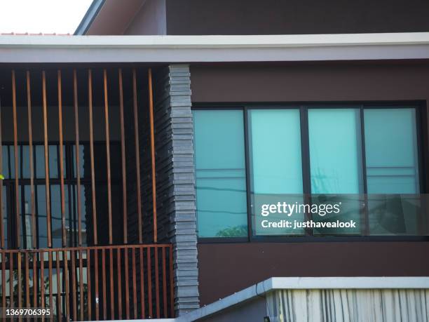 detail of modern home in bangkok chatuchak - fensterfront bildbanksfoton och bilder