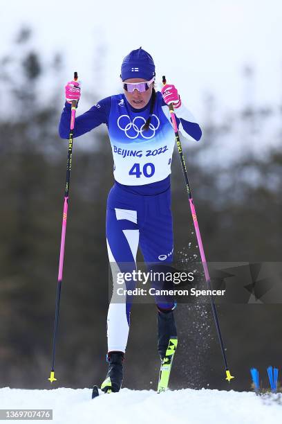 Kerttu Niskanen of Team Finland competes during the Women's Cross-Country 10km Classic on Day 6 of the Beijing 2022 Winter Olympics at The National...